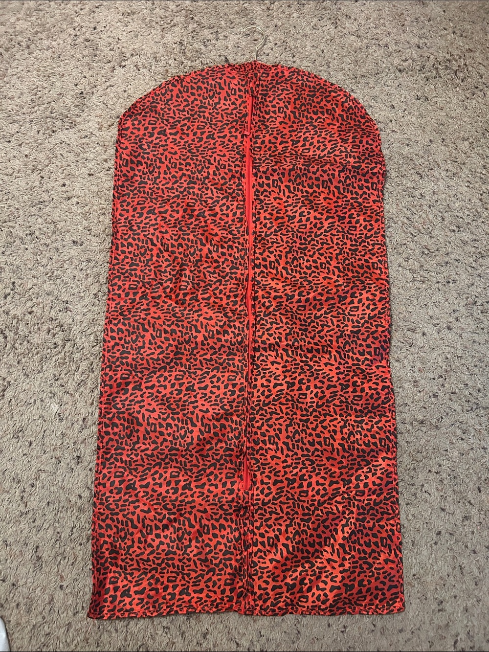 Red and Black Leopard Print Garment Bag